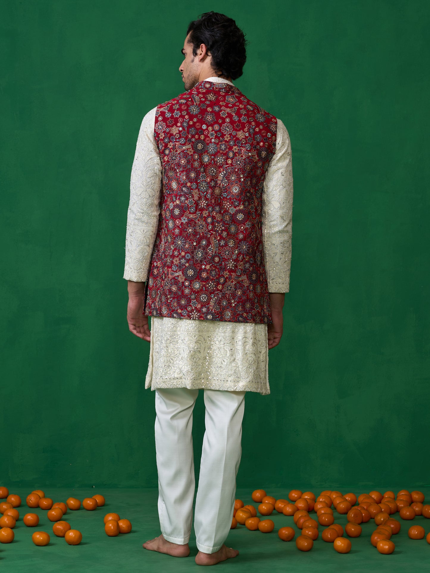 LAALBAGH MAROON KURTA JACKET SET