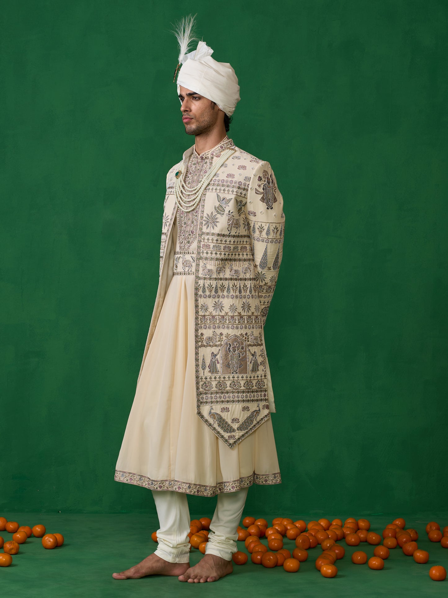 PICHWAI GOLD SHERWANI SET
