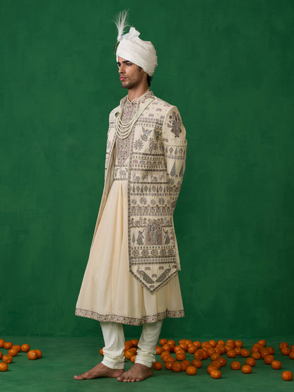 PICHWAI GOLD SHERWANI SET