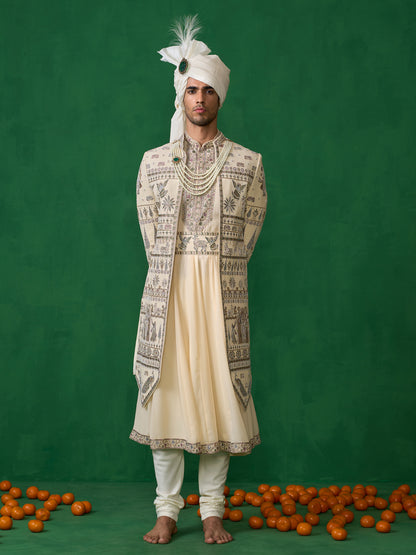 PICHWAI GOLD SHERWANI SET