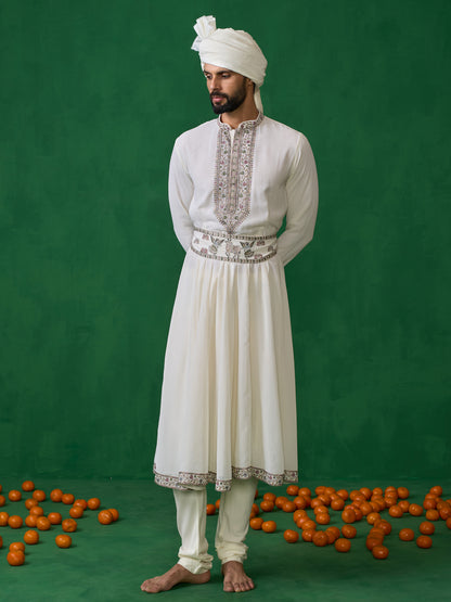 PICHWAI IVORY SHERWANI SET