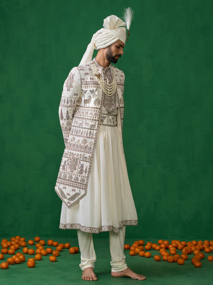 PICHWAI IVORY SHERWANI SET