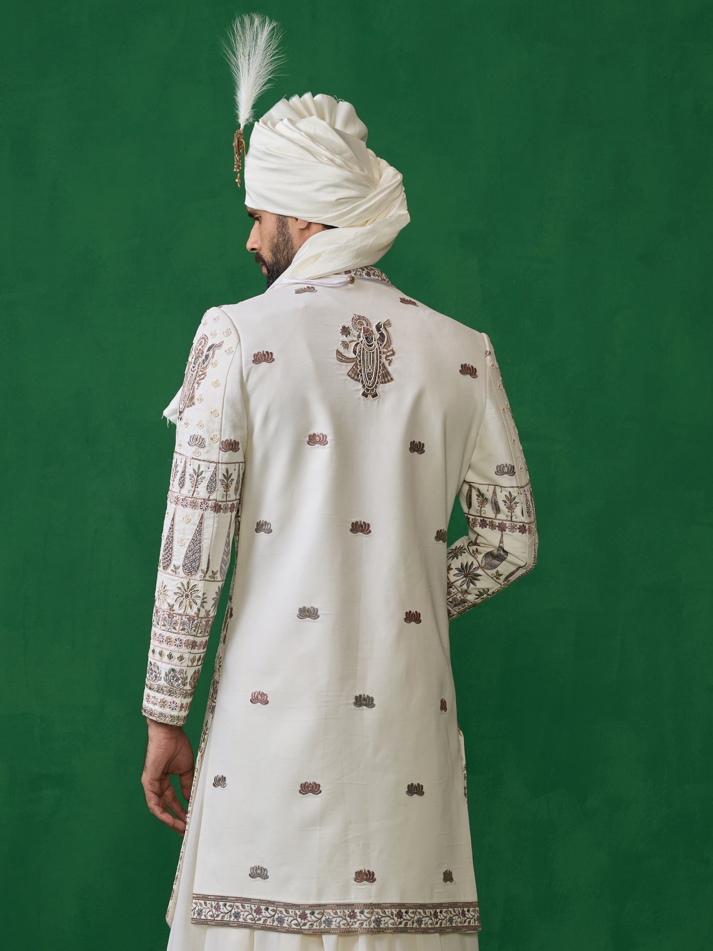 PICHWAI IVORY SHERWANI SET