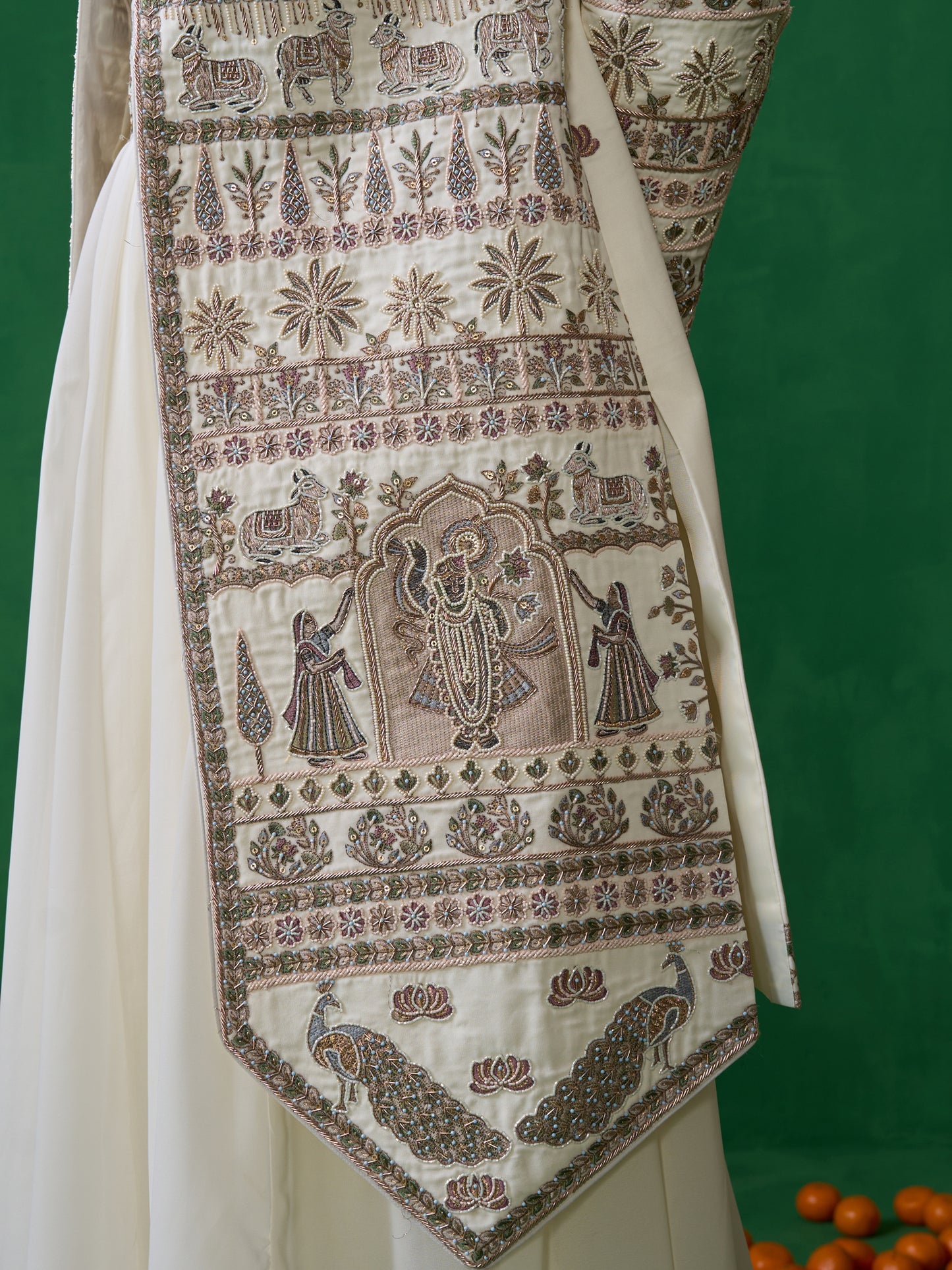 PICHWAI IVORY SHERWANI SET