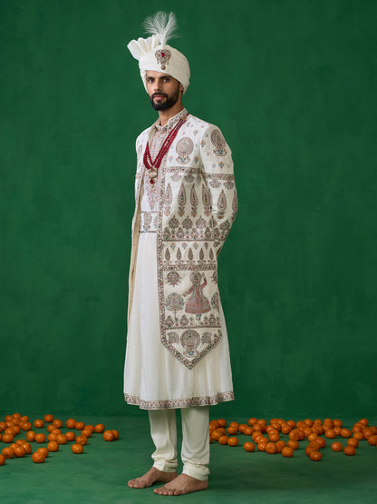 KATHAKALI BEIGE SHERWANI SET