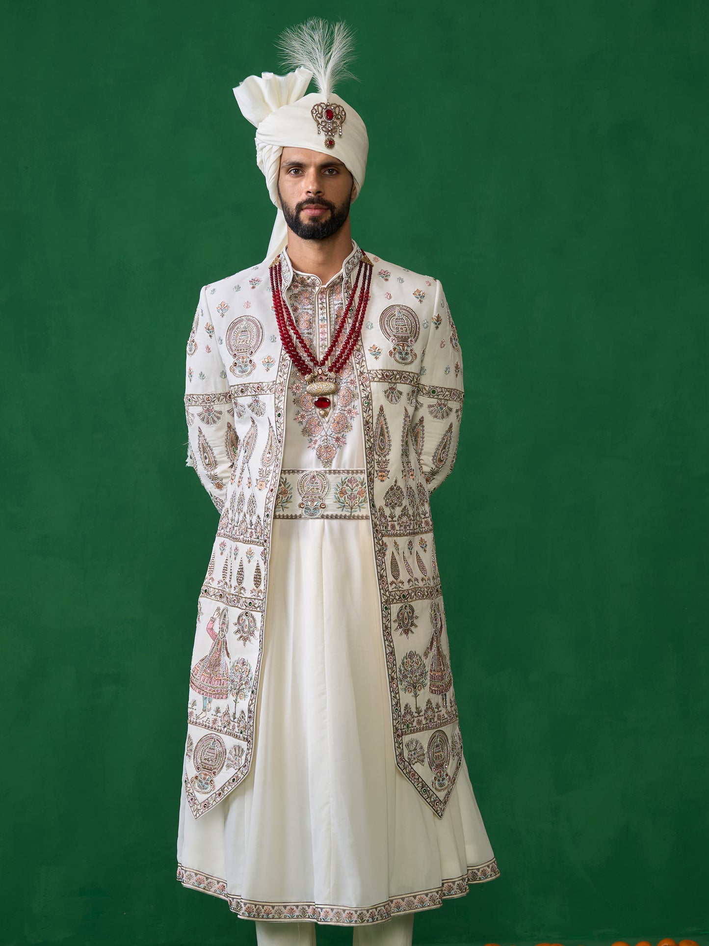 KATHAKALI BEIGE SHERWANI SET