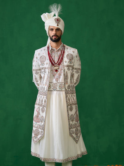 KATHAKALI BEIGE SHERWANI SET