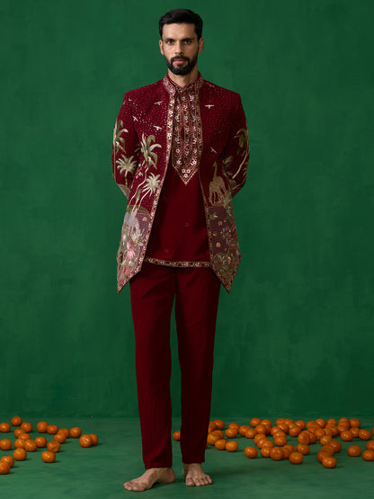 FOREST MAROON JODHPURI SET