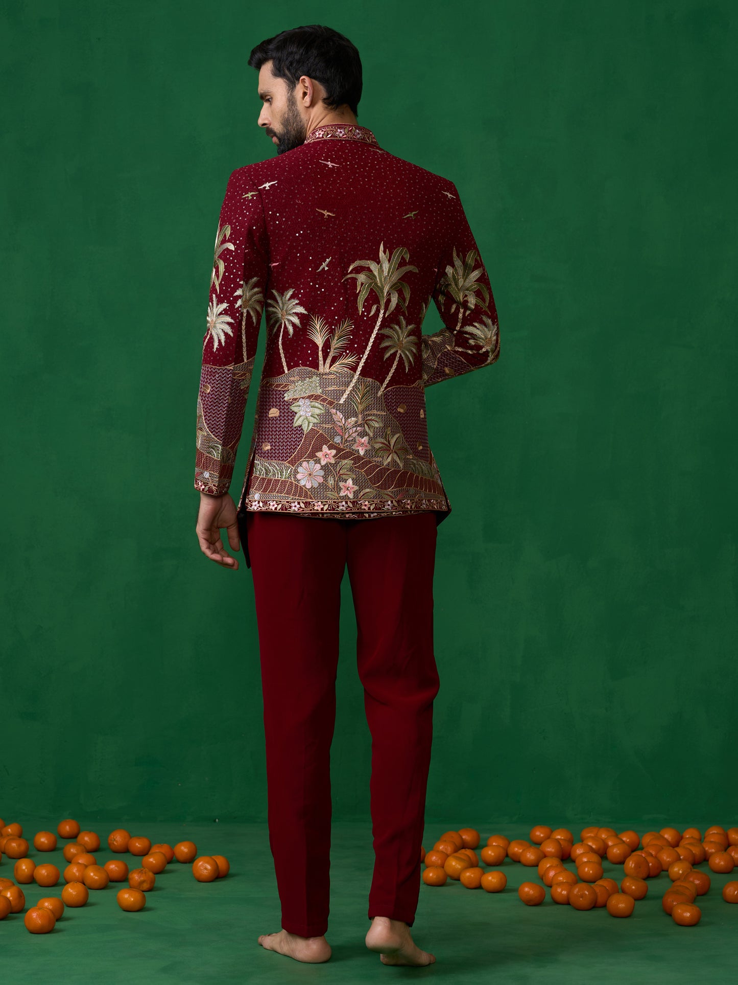 FOREST MAROON JODHPURI SET