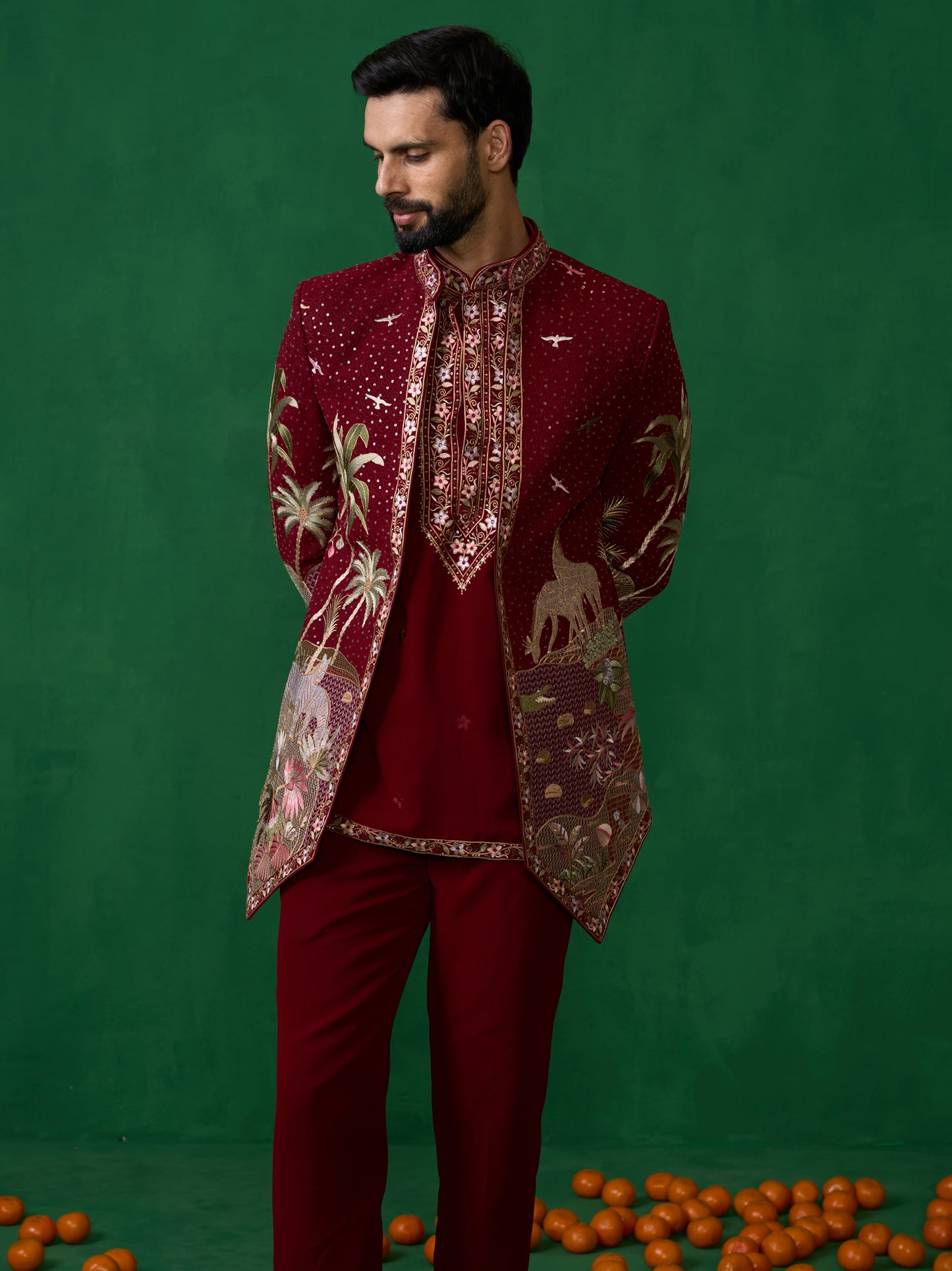 FOREST MAROON JODHPURI SET
