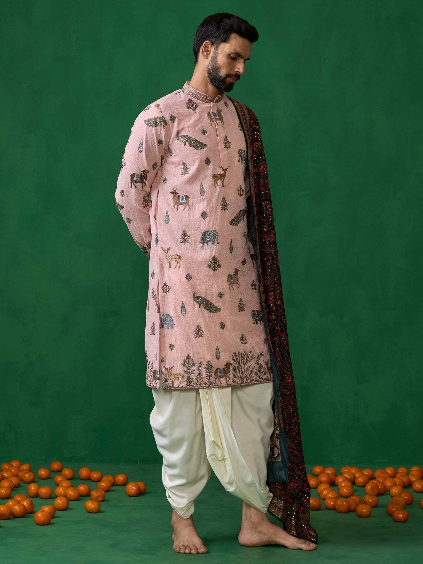 PICHWAI PINK DHOTI KURTA SET
