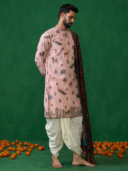 PICHWAI PINK DHOTI KURTA SET