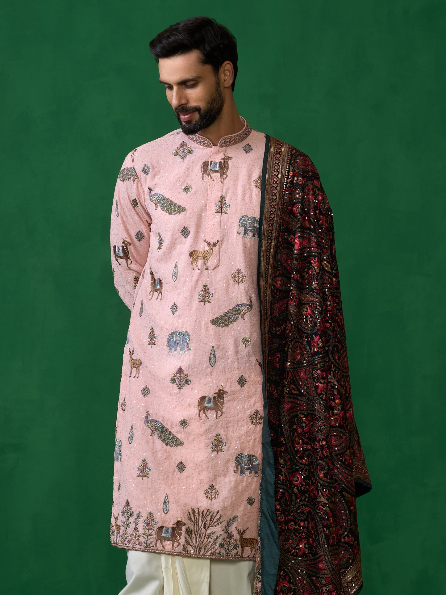 PICHWAI PINK DHOTI KURTA SET