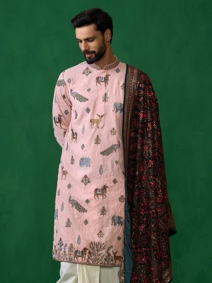 PICHWAI PINK DHOTI KURTA SET