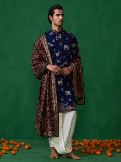 PICHWAI NAVY BLUE DHOTI KURTA SET