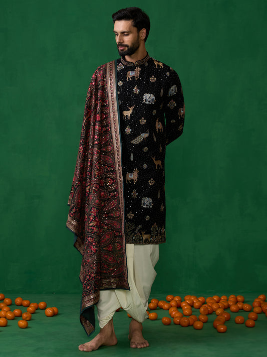 PICHWAI BLACK DHOTI KURTA SET