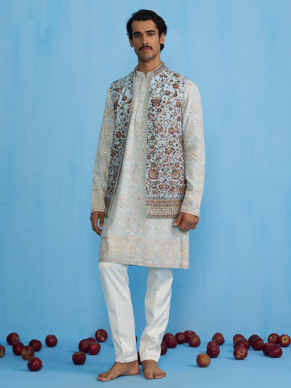 GULAB SKY KURTA JACKET SET