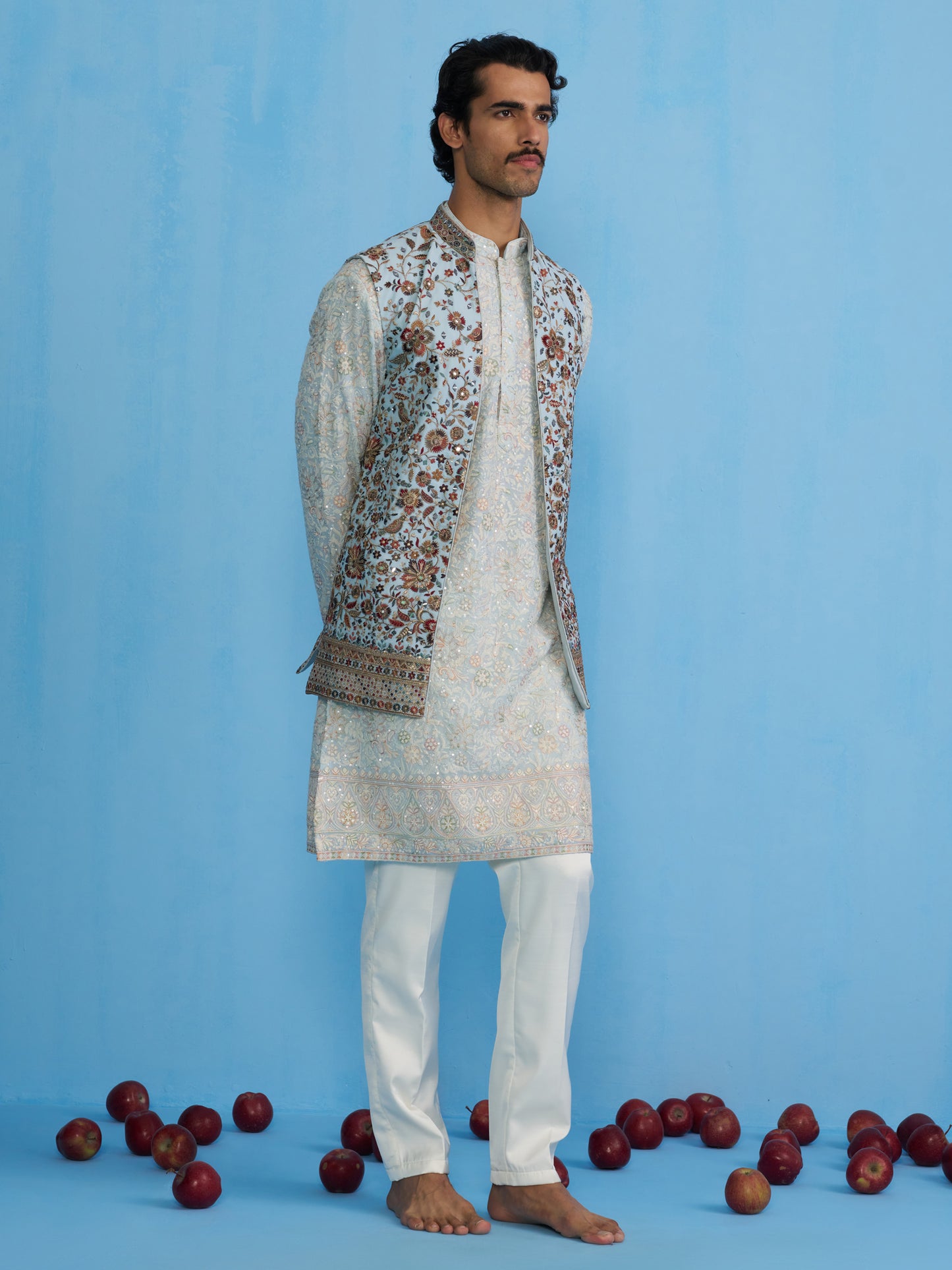 GULAB SKY KURTA JACKET SET