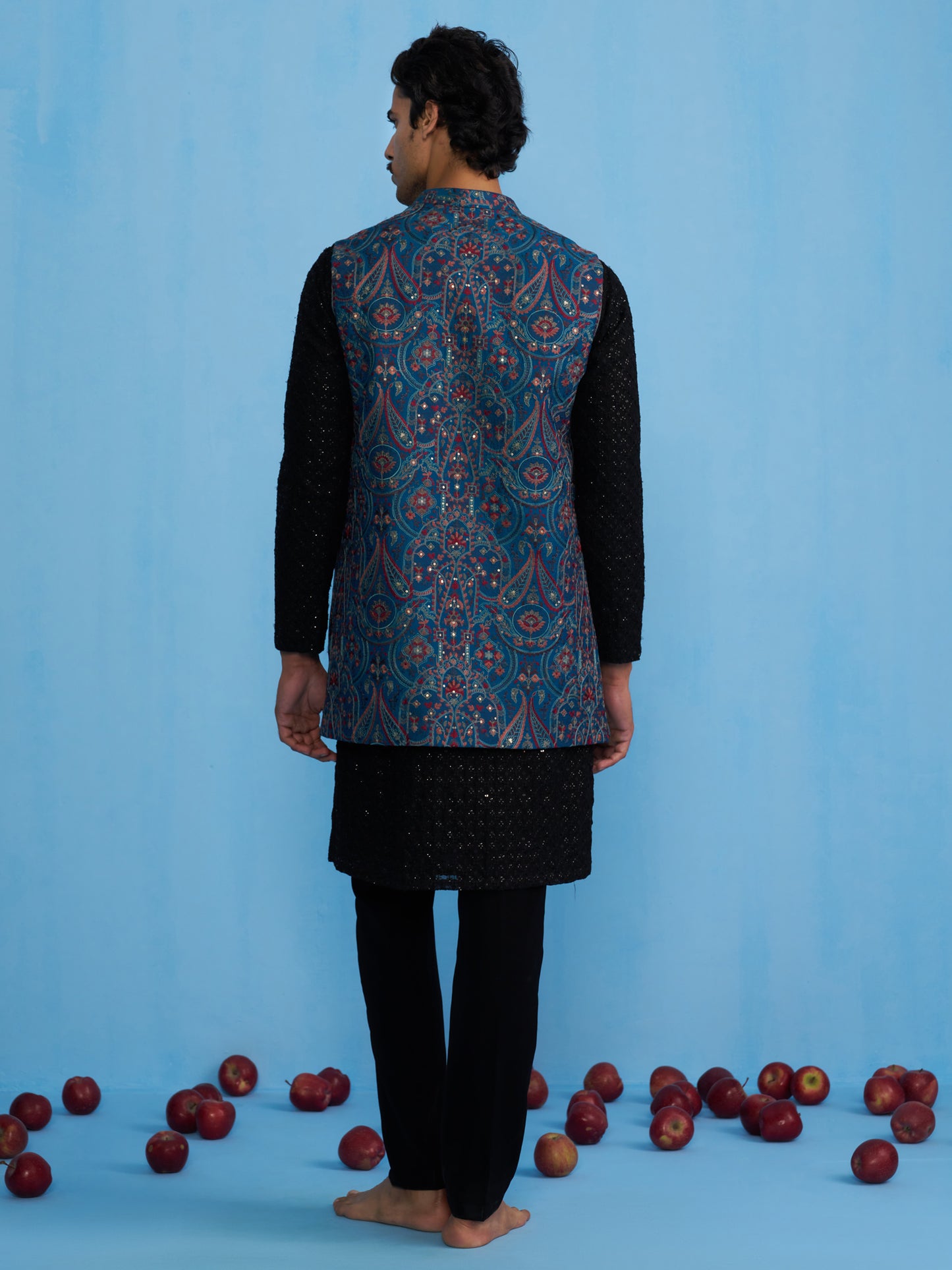 KASHMIRI BLUE KURTA JACKET SET