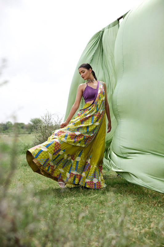 GREEN LEHANGA SET