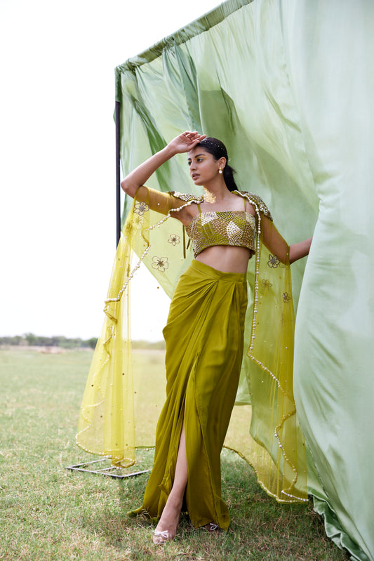 GREEN SKIRT SET
