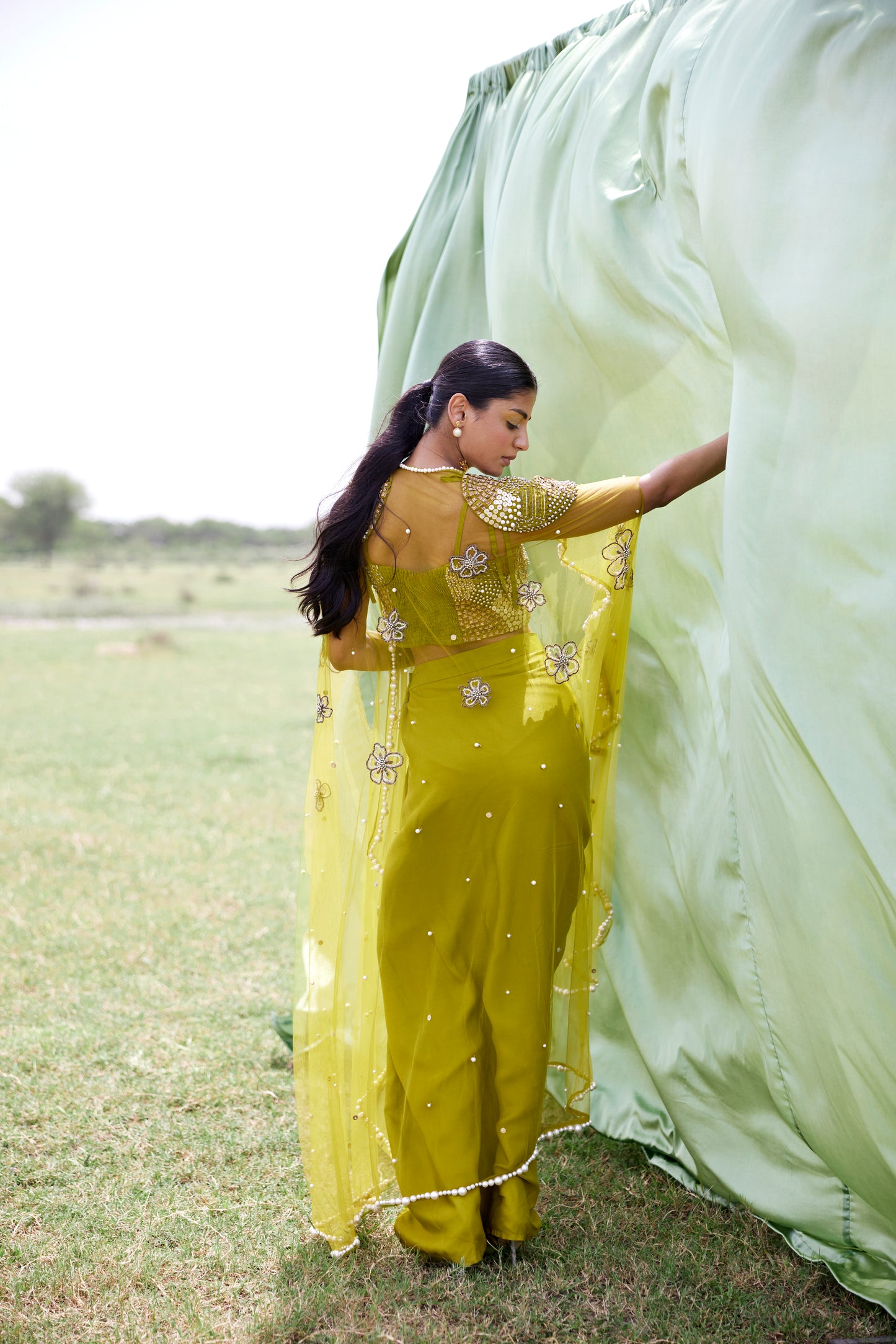GREEN SKIRT SET
