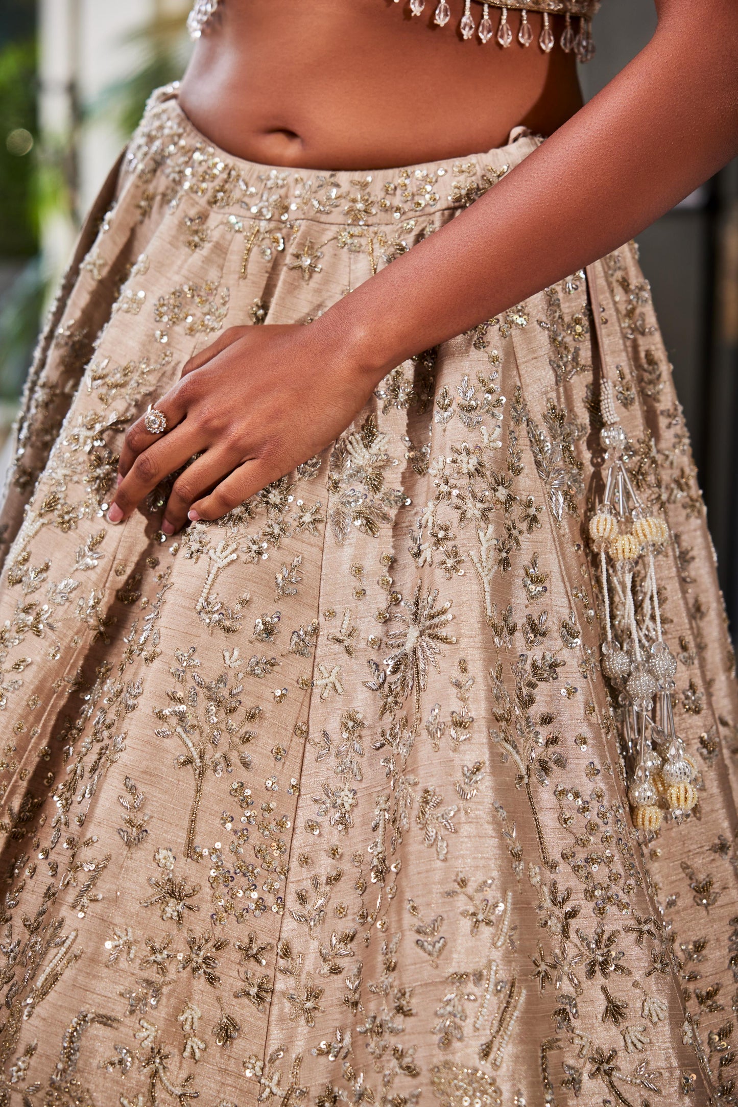 GREY EMBROIDERED RAWSILK LEHENGA SET