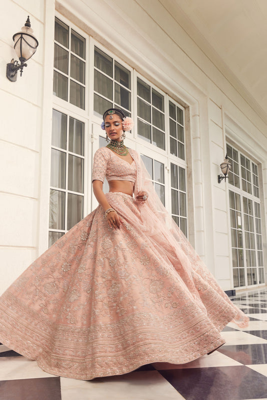 GULZAR PINK EMBROIDERED LEHENGA