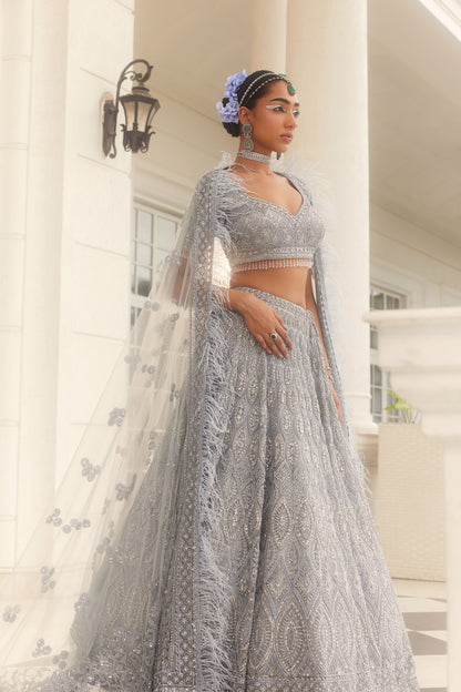 ANAYSHA GREY EMBROIDERED LEHENGA