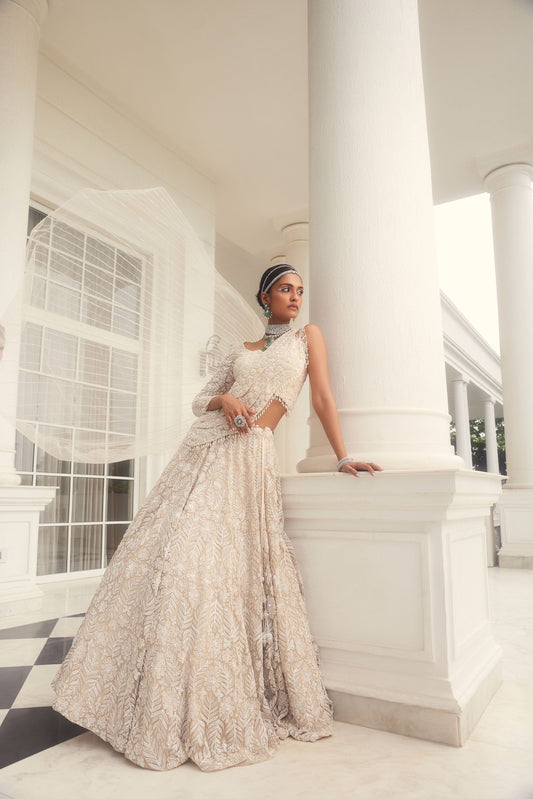 EMMA IVORY EMBROIDERED LEHENGA