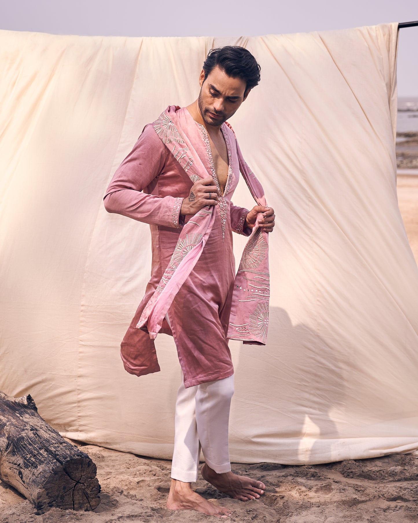 PINK EMBROIDERED KURTA SET WITH DUPATTA