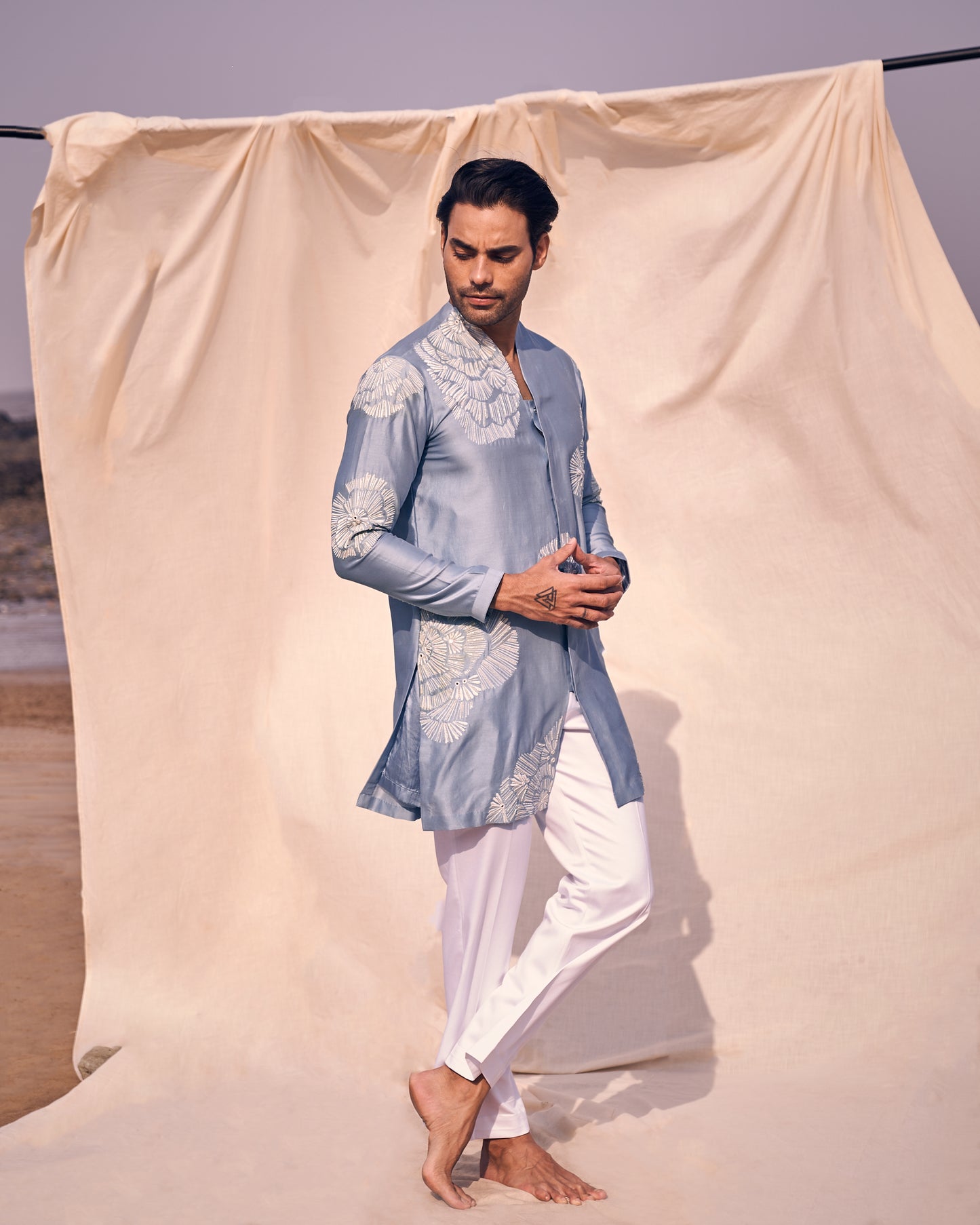 BLUE EMBROIDERY KURTA SET