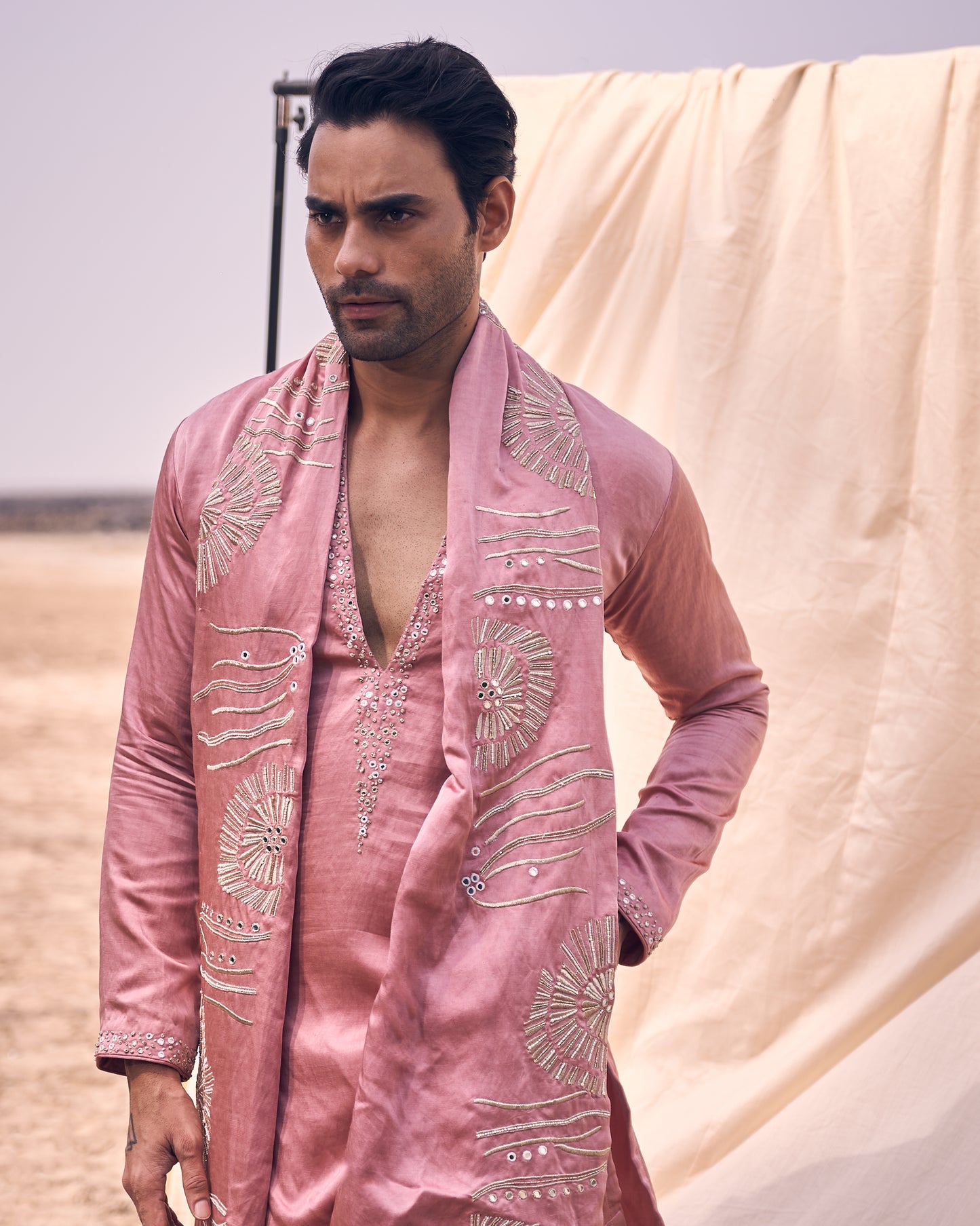 PINK EMBROIDERED KURTA SET WITH DUPATTA