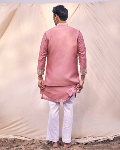 PINK 3D POCKET BANDI SET WITH ROLLED UP SLEEVES