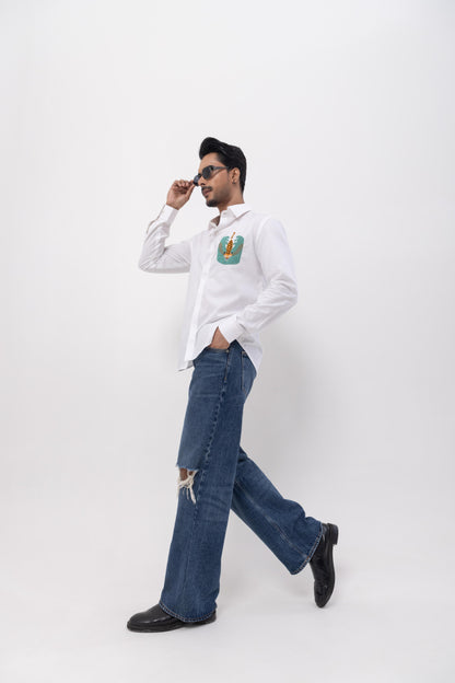 TIGER WALKING - HAND EMBROIDERED DESIGNER SHIRT