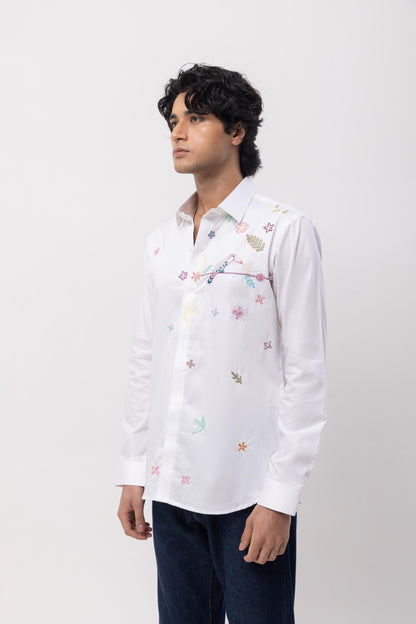 FLAMINGO - HAND EMBROIDERED DESIGNER SHIRT