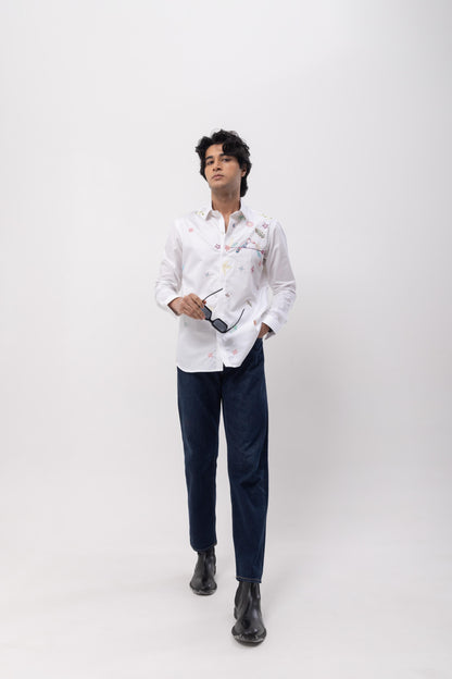 FLAMINGO - HAND EMBROIDERED DESIGNER SHIRT
