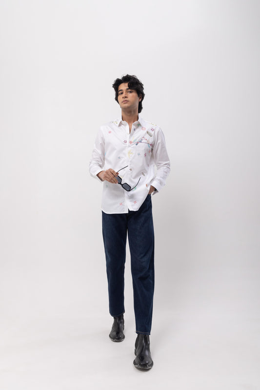 FLAMINGO - HAND EMBROIDERED DESIGNER SHIRT
