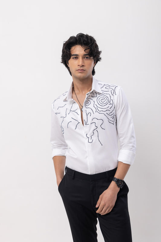 ABSTRACT DOTTED- HAND EMBROIDERED DESIGNER SHIRT