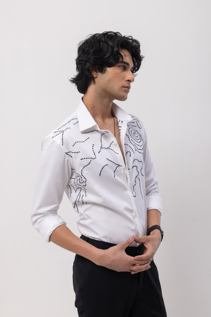 ABSTRACT DOTTED- HAND EMBROIDERED DESIGNER SHIRT