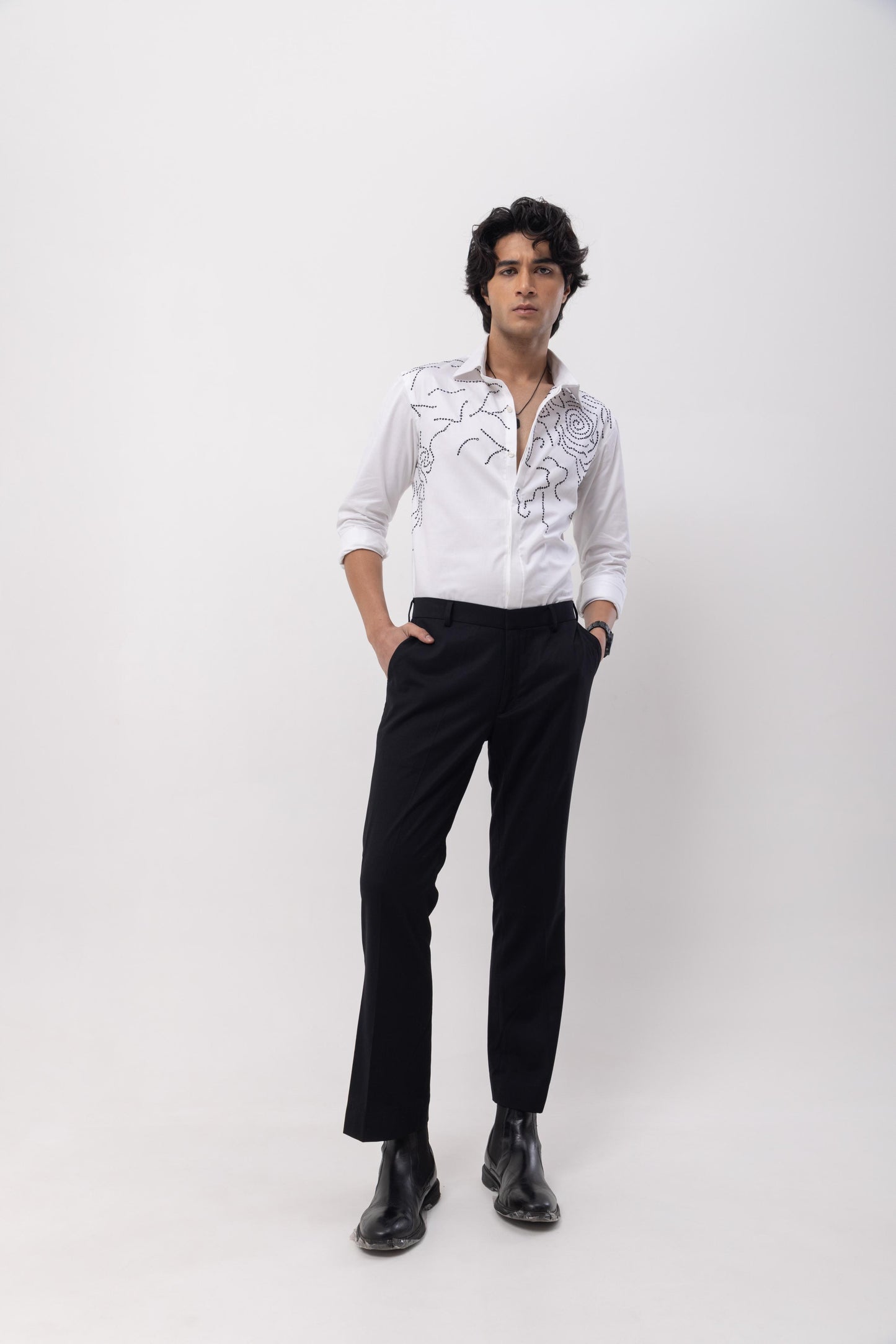 ABSTRACT DOTTED- HAND EMBROIDERED DESIGNER SHIRT