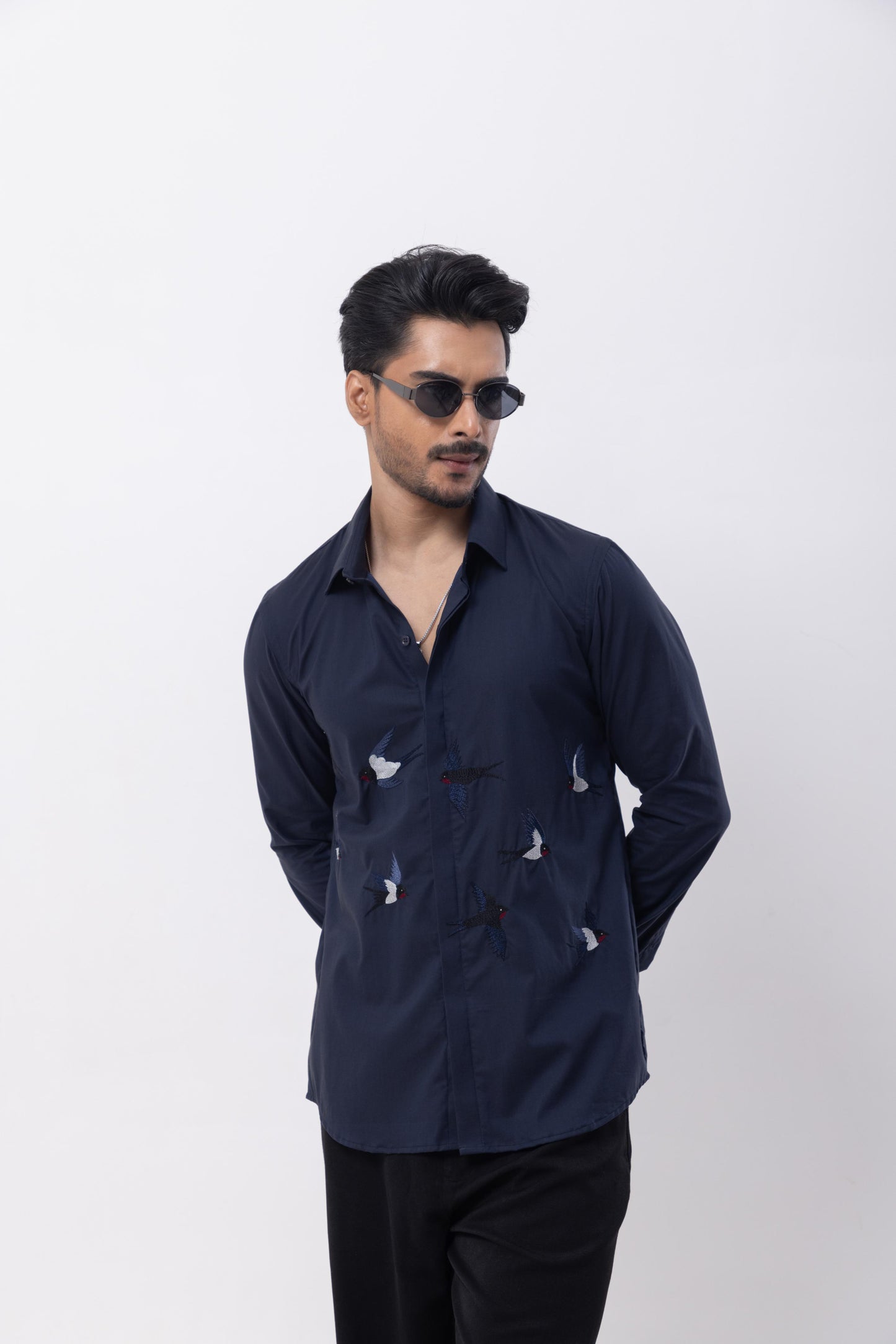 FLYING BIRD THREAD- HAND EMBROIDERED DESIGNER SHIRT
