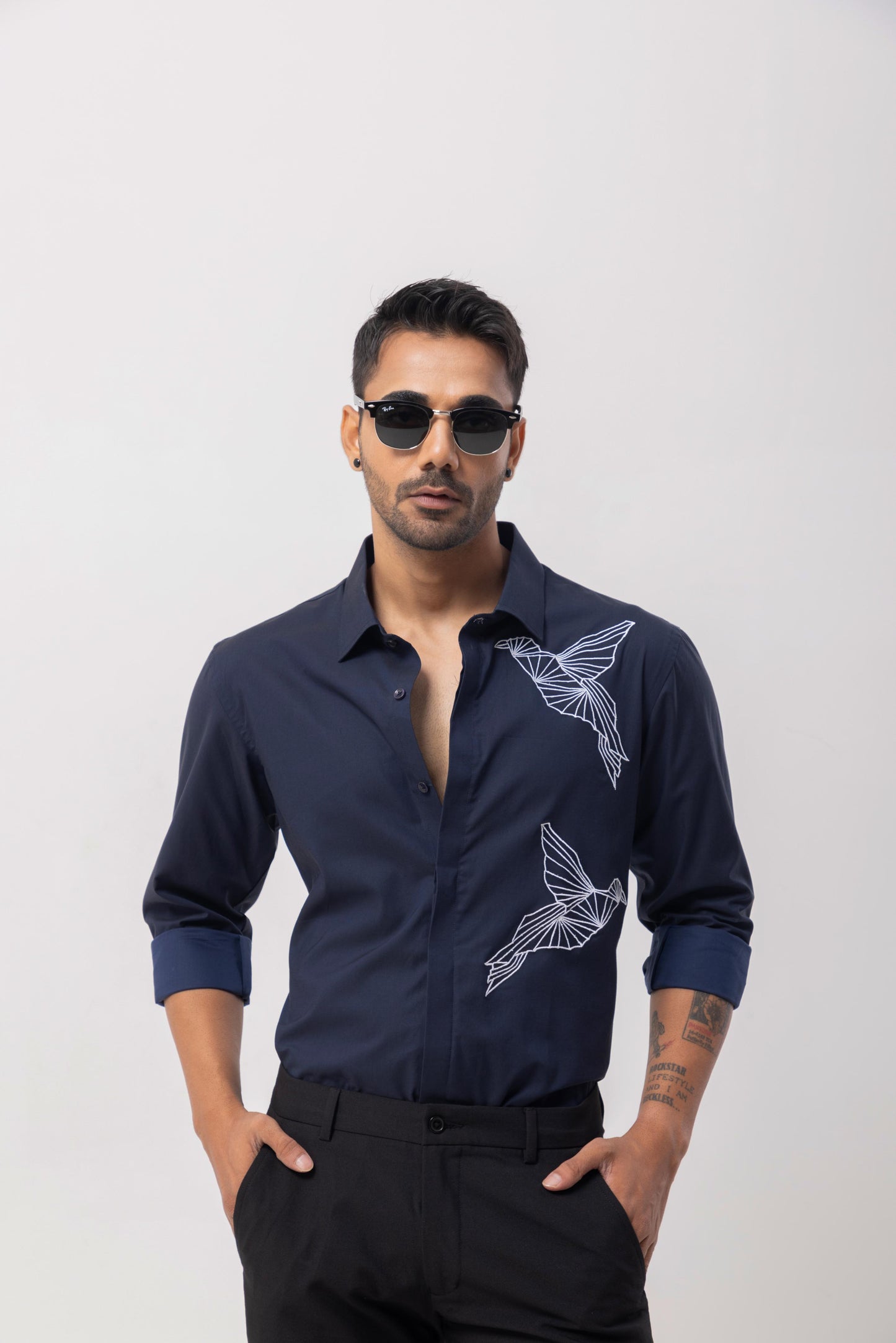 ORIGAMIBIRD - HAND EMBROIDERED DESIGNER SHIRT