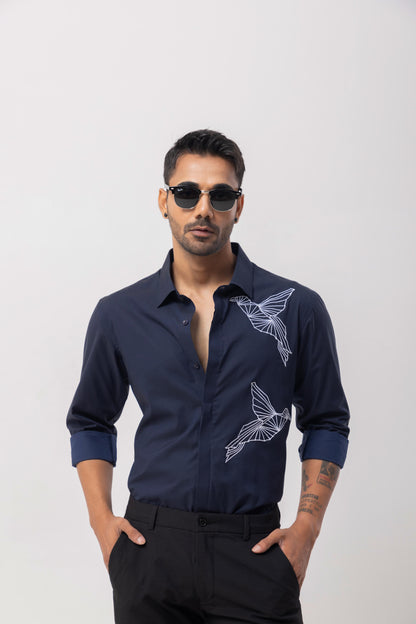 ORIGAMIBIRD - HAND EMBROIDERED DESIGNER SHIRT