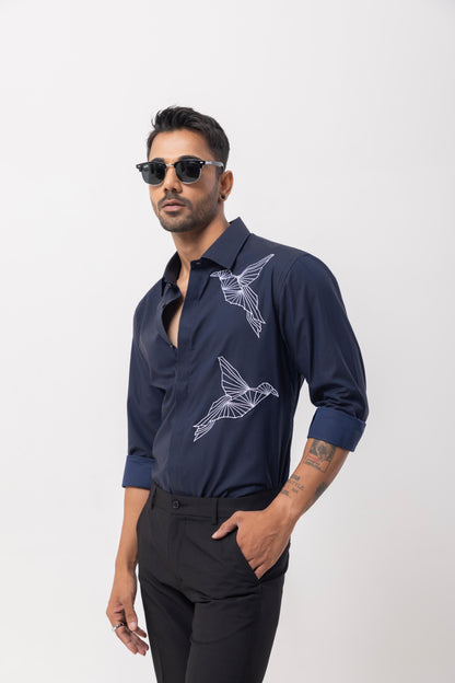 ORIGAMIBIRD - HAND EMBROIDERED DESIGNER SHIRT