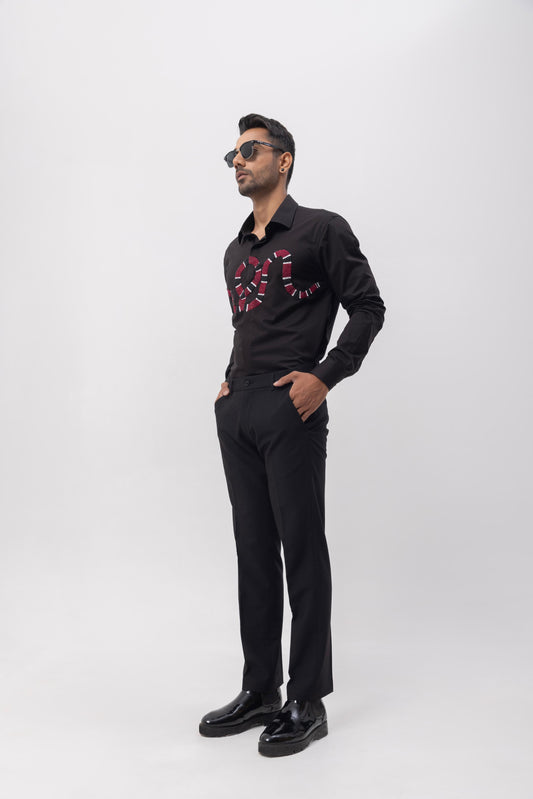 RED SNAKE - HAND EMBROIDERED DESIGNER SHIRT