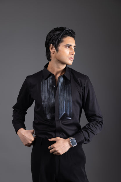 LEATHER - HAND EMBROIDERED DESIGNER SHIRT