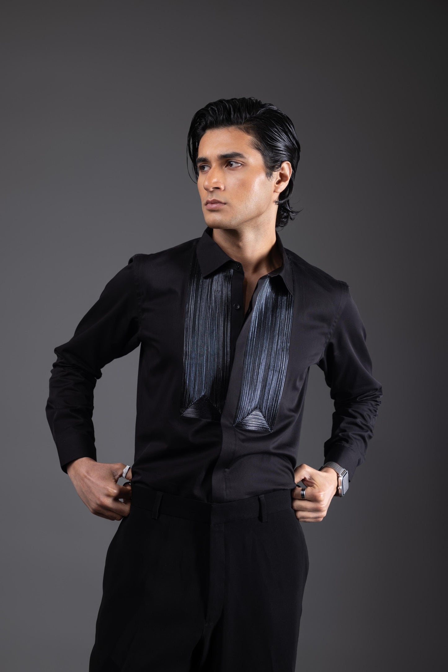 LEATHER - HAND EMBROIDERED DESIGNER SHIRT