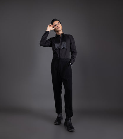 LEATHER - HAND EMBROIDERED DESIGNER SHIRT