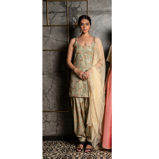 PASTEL PATIALA KURTI SET